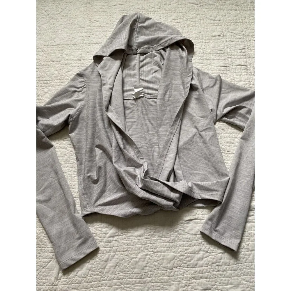 ZYIA ACTIVE Haze Yoga Wrap Top Long Sleeve Hooded Cross Front Pullover L Large - Picture 2 of 8